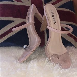 Boohoo Nude and Clear Heels